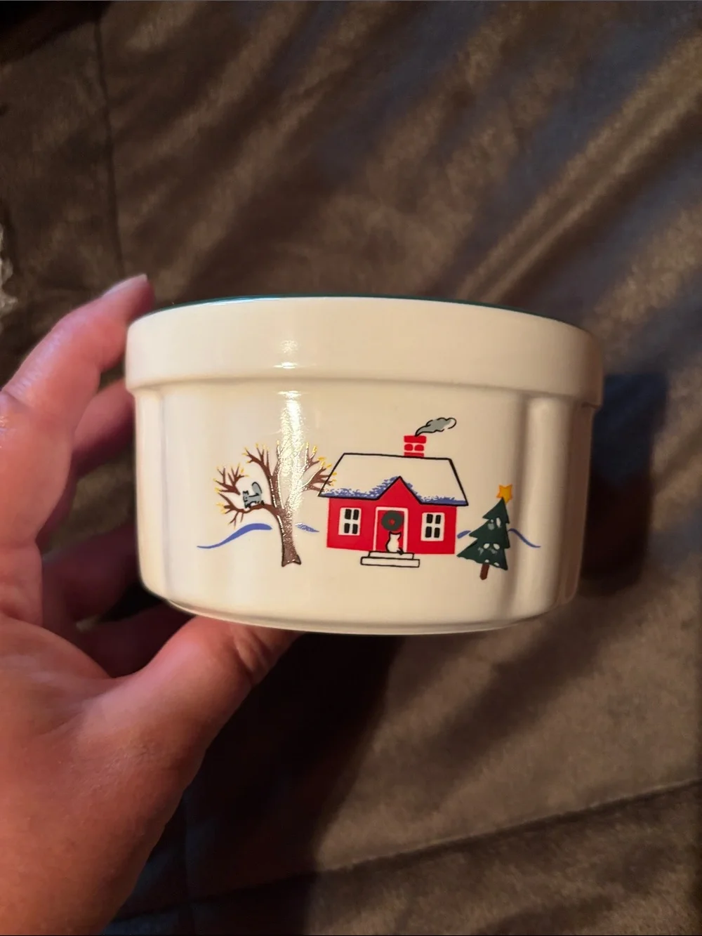 Pfaltzgraff Snow Village Green and White Dip Mix Set